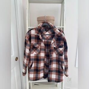 Ci Sono Checkered Shirt Jacket in Brown and Black size S
